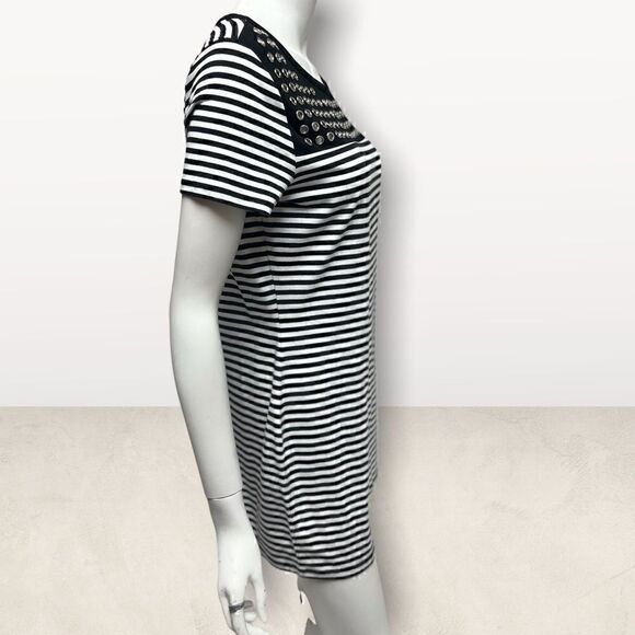 Michael Kors Stripped Gromit Short Sleeve Shirt Dress - Picture 4 of 6